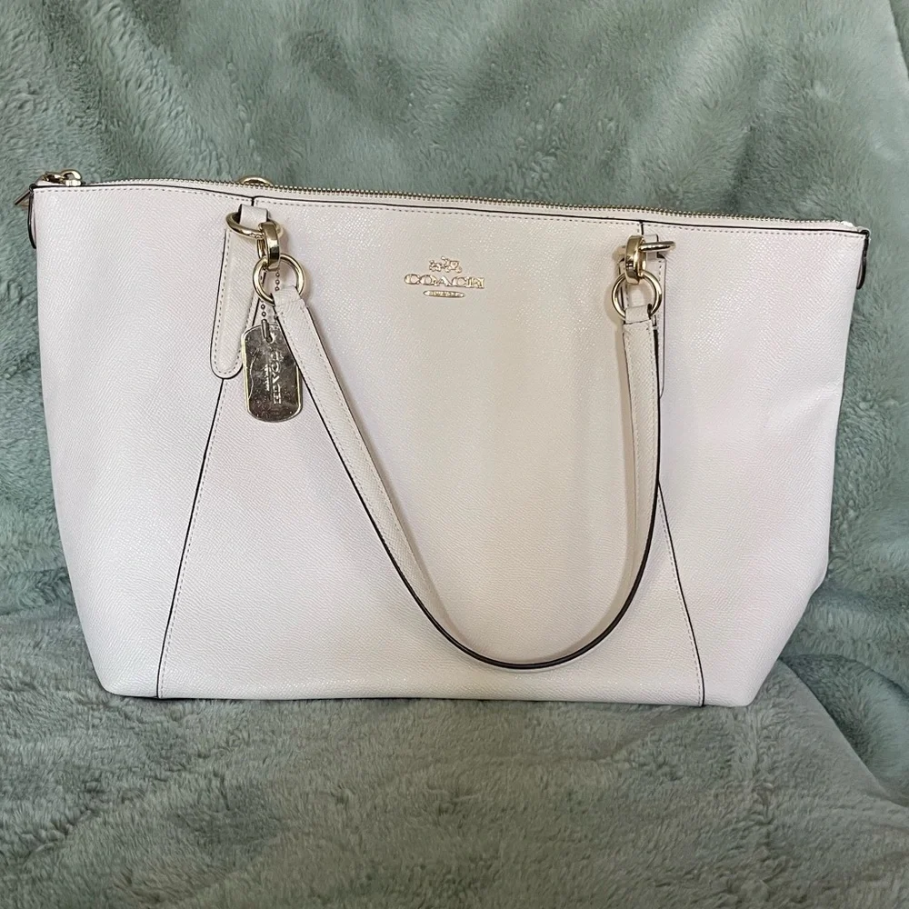 Coach White Leather Ava Tote Bag - Picture 1 of 11